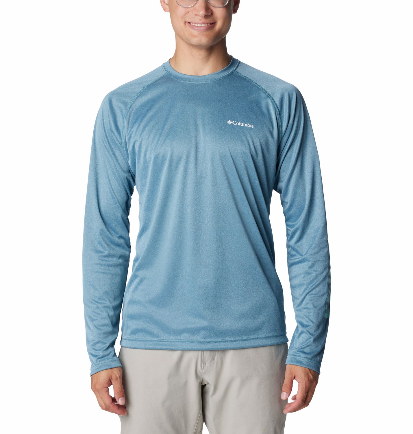COLUMBIA MENS FORK STREAM HEATHER LONG SLEEVE SHIRT 24, Color: CLOUDBURST HEATHER, Size: SMALL