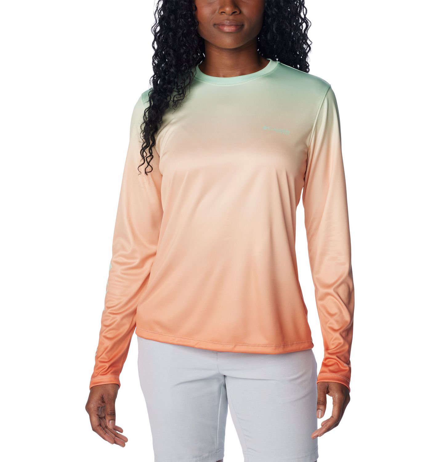 COLUMBIA WOMENS TIDAL TEE PFG PALM RISE LONG SLEEVE SHIRT 24, Color: KEY WEST GRADIENT, Size: XS