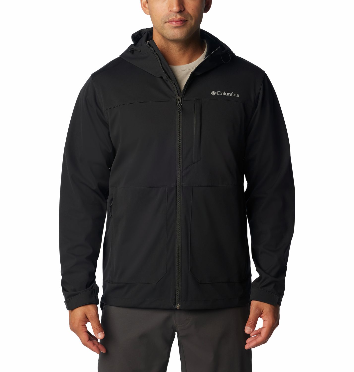 COLUMBIA MENS BLACK MESA HOODED SOFTSHELL JACKET 24, Color: BLACK, Size: SMALL