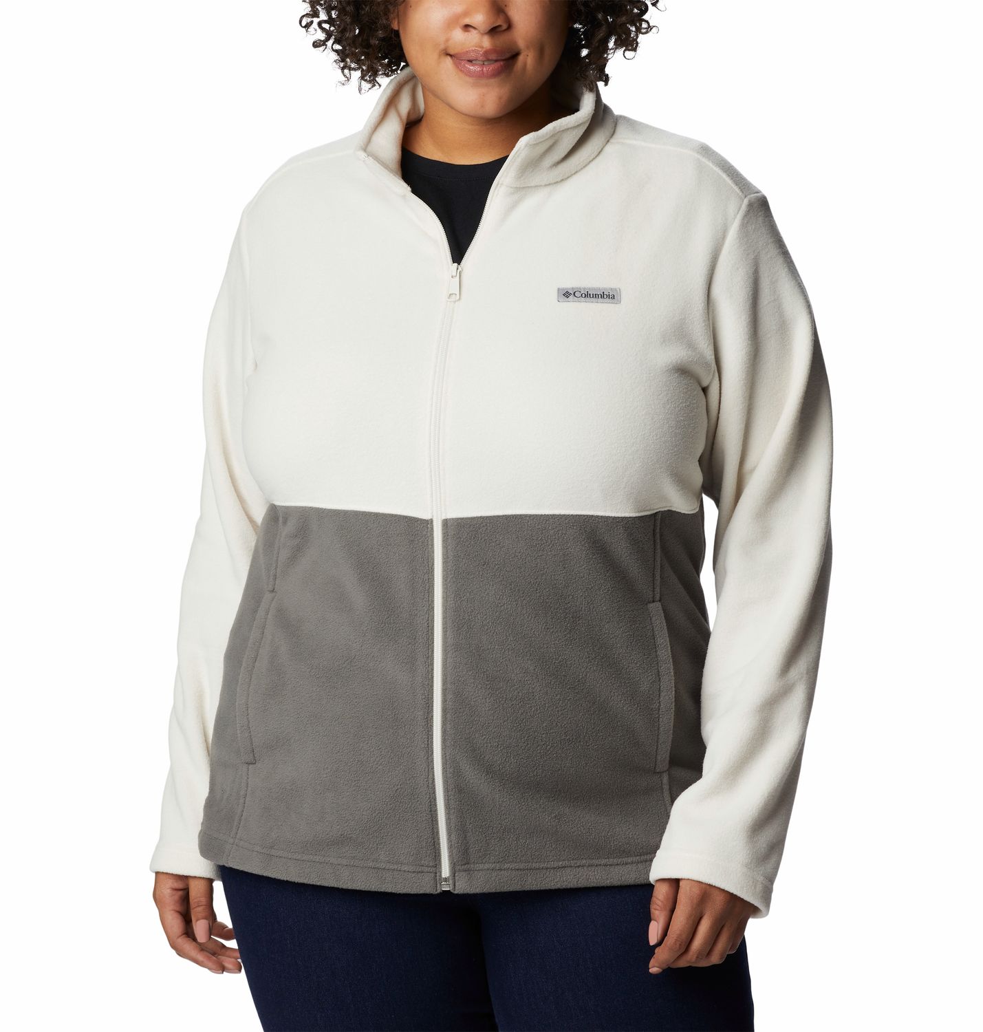 COLUMBIA WOMENS MIDNIGHT LAKE II FULL ZIP SWEATER 24, Color: CHALK/CHARCOAL, Size: SMALL