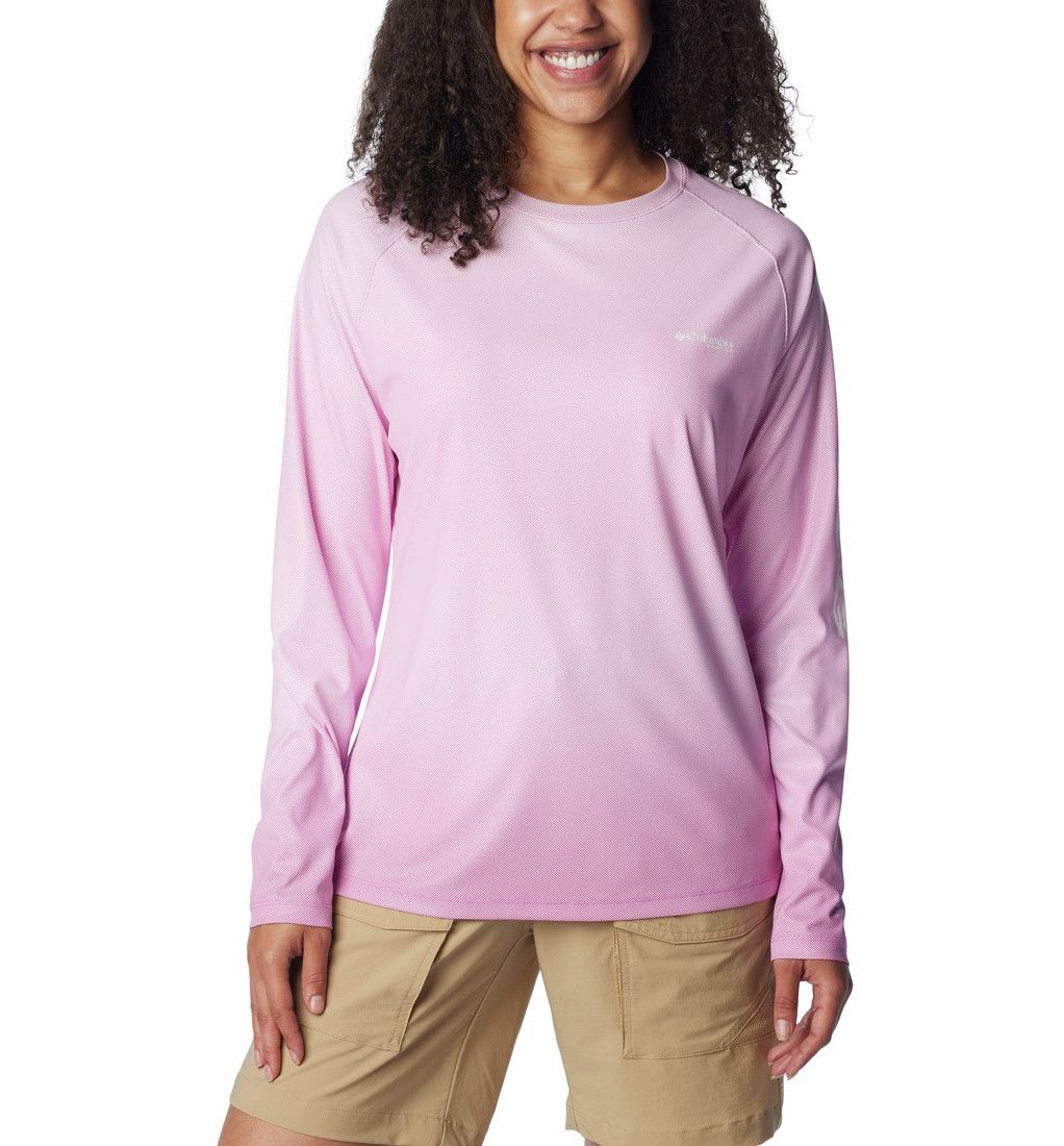 COLUMBIA WOMENS TIDAL DEFLECTOR LONG SLEEVE SHIRT 24, Color: BRIGHT LAVENDER, Size: XS