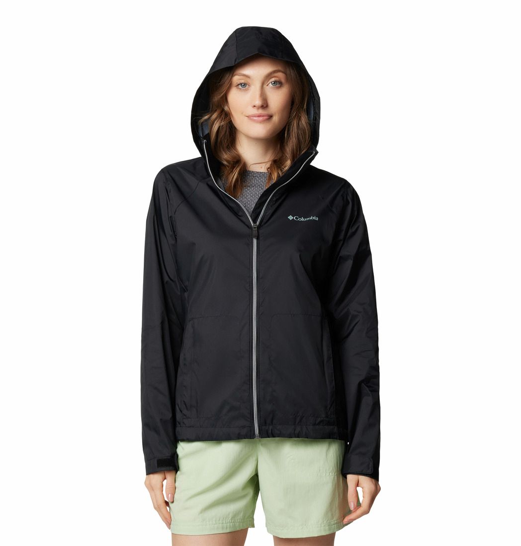 MAIN IMAGE OF COLUMBIA WOMENS SWITCHBACK III RAIN JACKET IN BLACK XS WITH WATERPROOFING