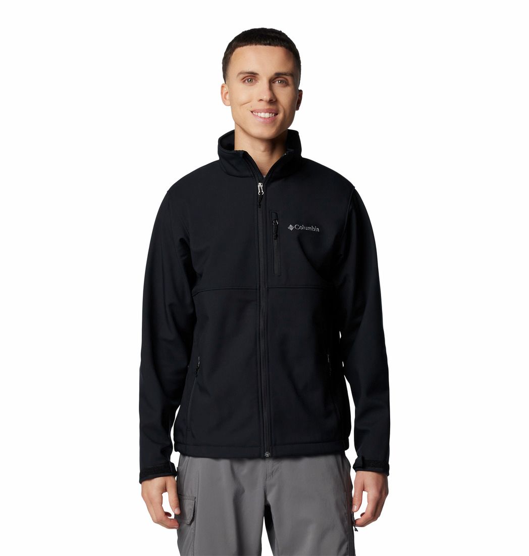 COLUMBIA MENS ASCENDER SOFTSHELL JACKET 24, Color: BLACK, Size: SMALL