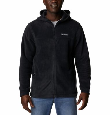 FRONT VIEW OF COLUMBIA MENS STEENS MOUNTAIN FULL ZIP HOODIE IN BLACK WITH LIGHT WARMTH