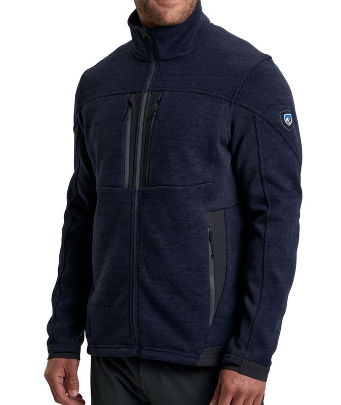 FRONT VIEW OF KUHL MENS AKTIVATOR FLEECE FULL ZIP SWEATER IN MUTINY BLUE