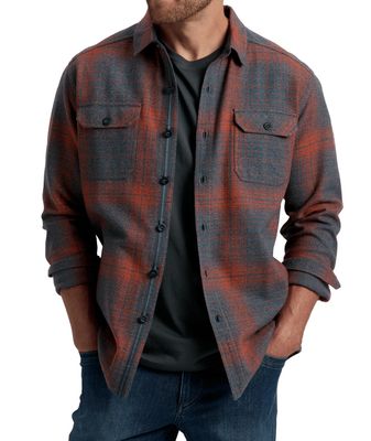 KUHL MENS DEVIATR SHIRT-JAC LONG SLEEVE SHIRT 25 FRONT VIEW OF KUHL MENS DEVIATR SHIRT-JAC LONG SLEEVE SHIRT IN BLUE FAME