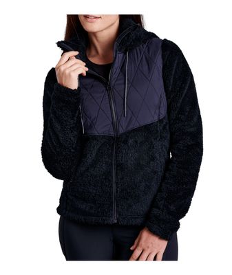FRONT VIEW OF KUHL WOMENS PRIMA FLIGHT HOODIE IN BLACK