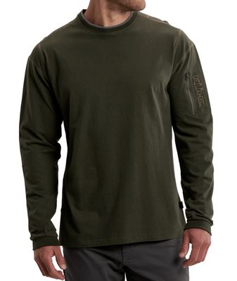 FRONT VIEW OF KUHL MENS KOMMANDO CREW LONG SLEEVE SHIRT IN OLIVE SLATE