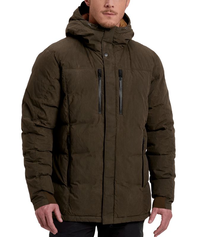 FRONT VIEW OF KUHL MENS WYLDEFIRE PARKA WINTER JACKET IN TURKISH COFFEE