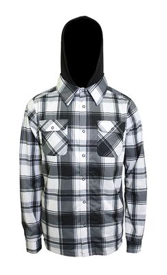 FRONT VIEW OF TURBINE WOMENS UPTOWN FLANNEL WINTER JACKET IN GRAY