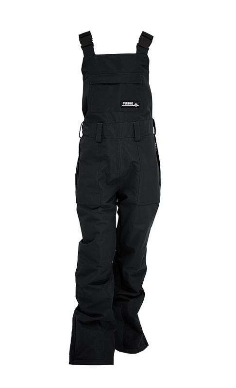 FRONT VIEW OF TURBINE WOMENS LONGTRAIL BIB SNOWPANT IN BLACK