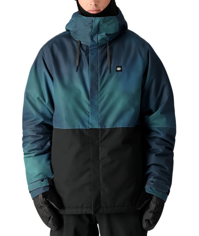 FRONT VIEW OF 686 MENS FOUNDATION WINTER JACKET IN BLUE SPRAY