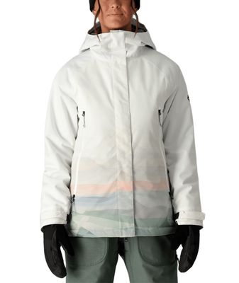 686 WOMENS FANTASIA INSULATED WINTER JACKET 25 FRONT VIEW OF 686 WOMENS FANTASIA INSULATED WINTER JACKET IN WHITE SIERRA SUNSET