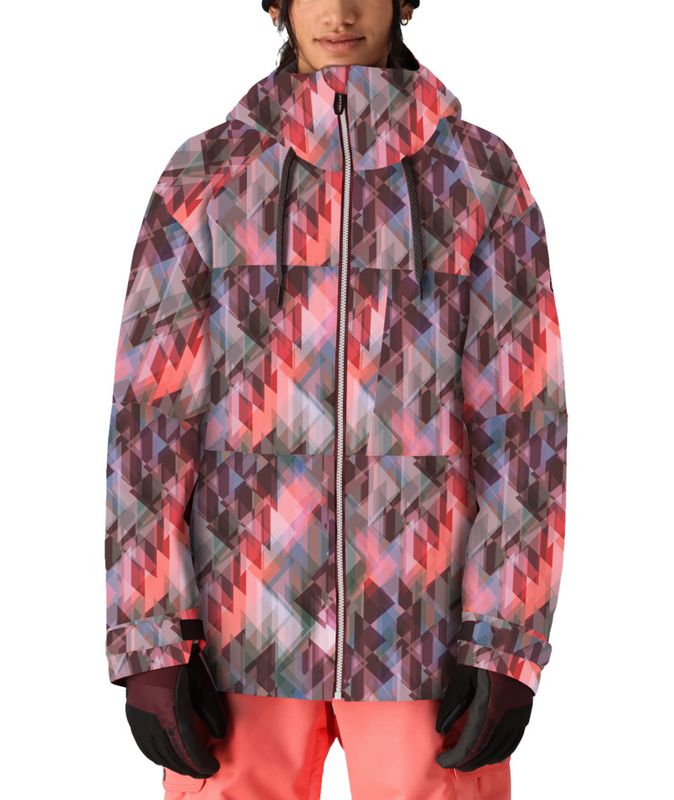 FRONT VIEW OF 686 WOMENS ATHENA WINTER JACKET IN SASSAFRAS ABSTRACT ANGLE