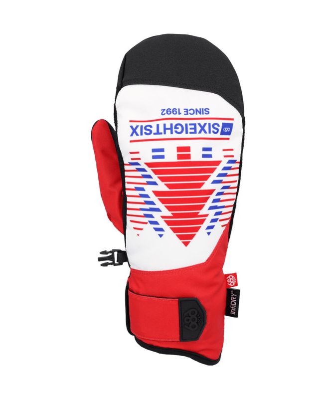 TOP VIEW OF 686 MENS PRIMER MITTEN IN TREE LIFE RED