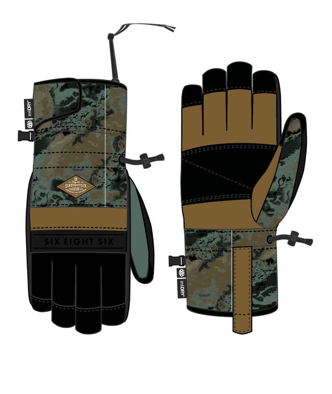 COMBINED VIEW OF 686 MENS RECON GLOVE IN CYPRESS GREEN HEMISPHR CLRBLK