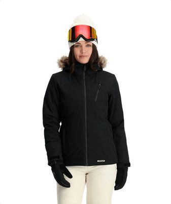 SPYDER WOMENS SKYLINE WINTER JACKET 25 FRONT VIEW OF SPYDER WOMENS SKYLINE WINTER JACKET IN BLACK