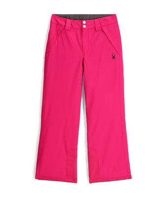 FRONT VIEW OF SPYDER YOUTH GIRLS REVEL SNOWPANT IN PINK