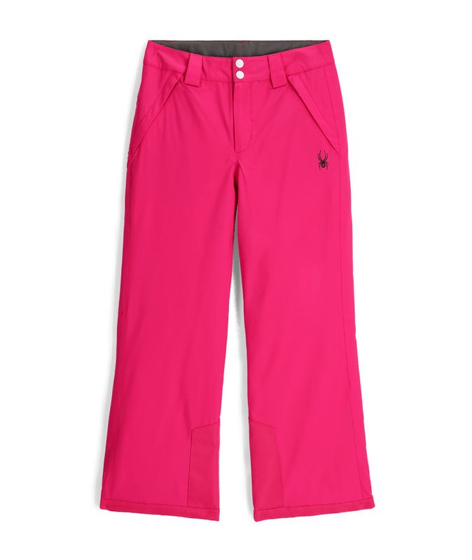 FRONT VIEW OF SPYDER YOUTH GIRLS REVEL SNOWPANT IN PINK