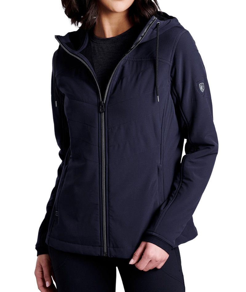 KUHL WOMENS AERO FLEECE HOODIE 25, Color: BLACKOUT, Size: SMALL