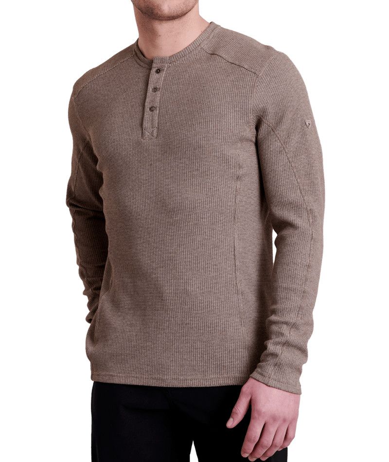 KUHL MENS KONFLIKT HENLEY LONG SLEEVE SHIRT 25, Color: OATMEAL, Size: SMALL
