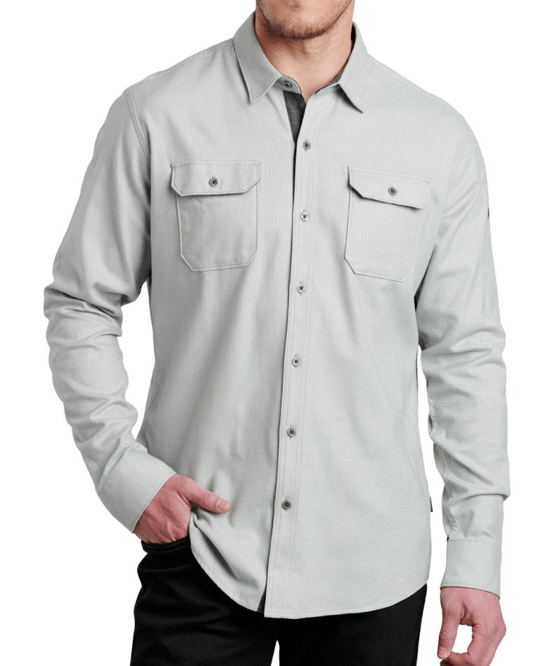 KUHL MENS DESCENDR FLANNEL LONG SLEEVE SHIRT 25, Color: GRANITE, Size: SMALL
