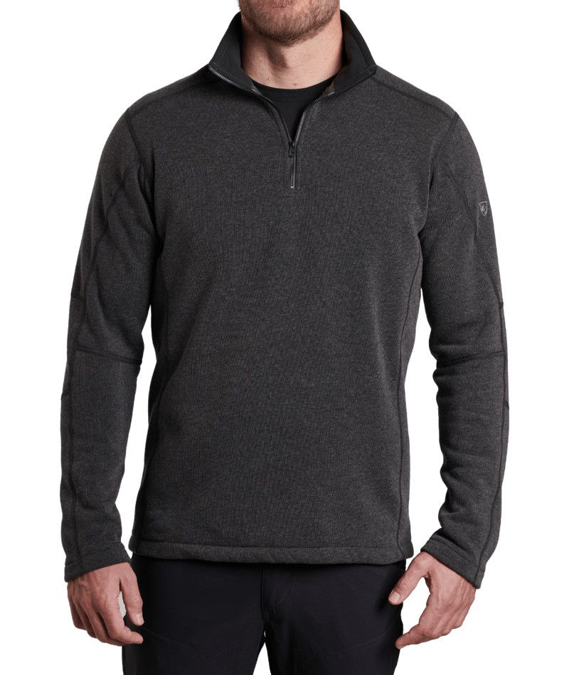 KUHL MENS REVEL 1/4 ZIP SWEATER 25, Color: STEEL, Size: MEDIUM