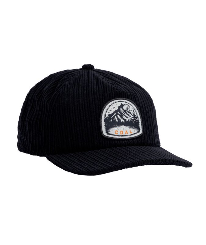 FRONT VIEW OF COAL UNISEX RALLY CRY CAP IN BLACK