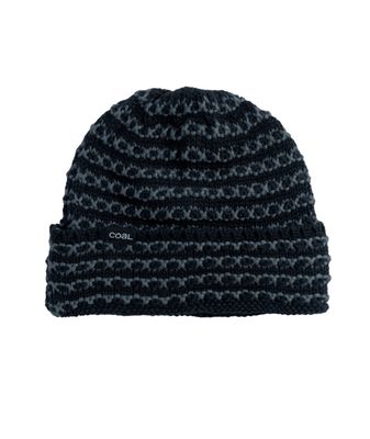 FRONT VIEW OF COAL UNISEX STRIA WINTER HAT IN GREY/BLACK