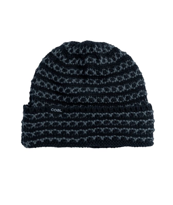 FRONT VIEW OF COAL UNISEX STRIA WINTER HAT IN GREY/BLACK