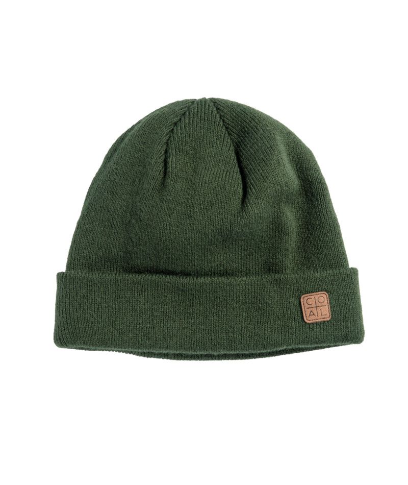 FRONT VIEW OF COAL UNISEX HARBOR WINTER HAT IN OLIVE
