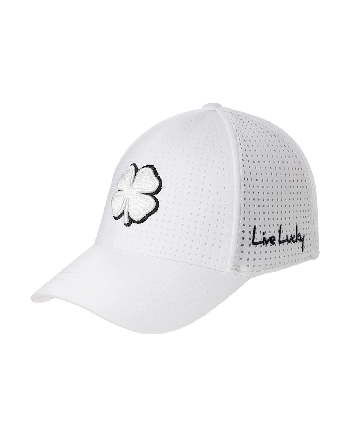 BLACK CLOVER MENS PERF 7 HAT 23, Color: WHITE CLOVER/WHITE, Size: S/M