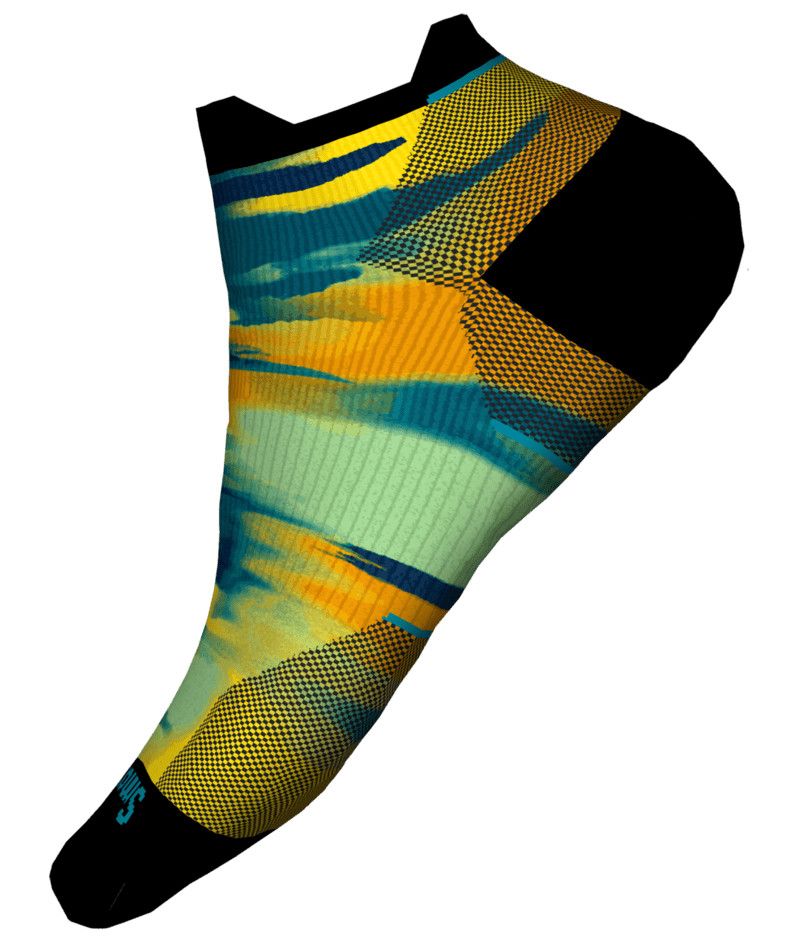 SMARTWOOL WOMENS RUN TARGETED CUSHION BRUSHED PRINT LOW ANKLE SOCKS 24, Color: TWILIGHT BLUE, Size: MEDIUM