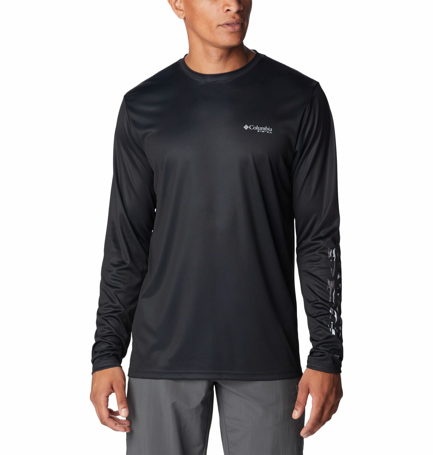 COLUMBIA MENS TERMINAL TACKLE PFG LONG SLEEVE SHIRT 24, Color: BLACK/COOL GREY, Size: SMALL