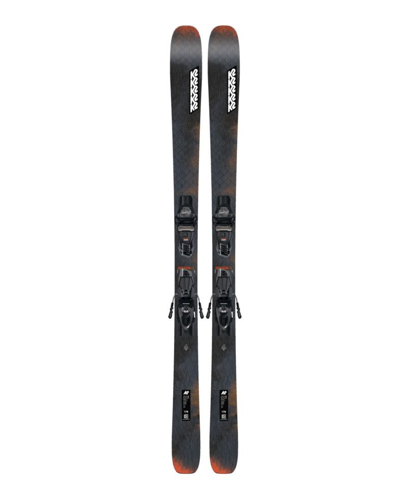 MAIN IMAGE OF K2 MENS MINDBENDER 90C W/QUIKCLIK DOWNHILL SKIS IN DARK GREY/ORANGE/BROWN 166