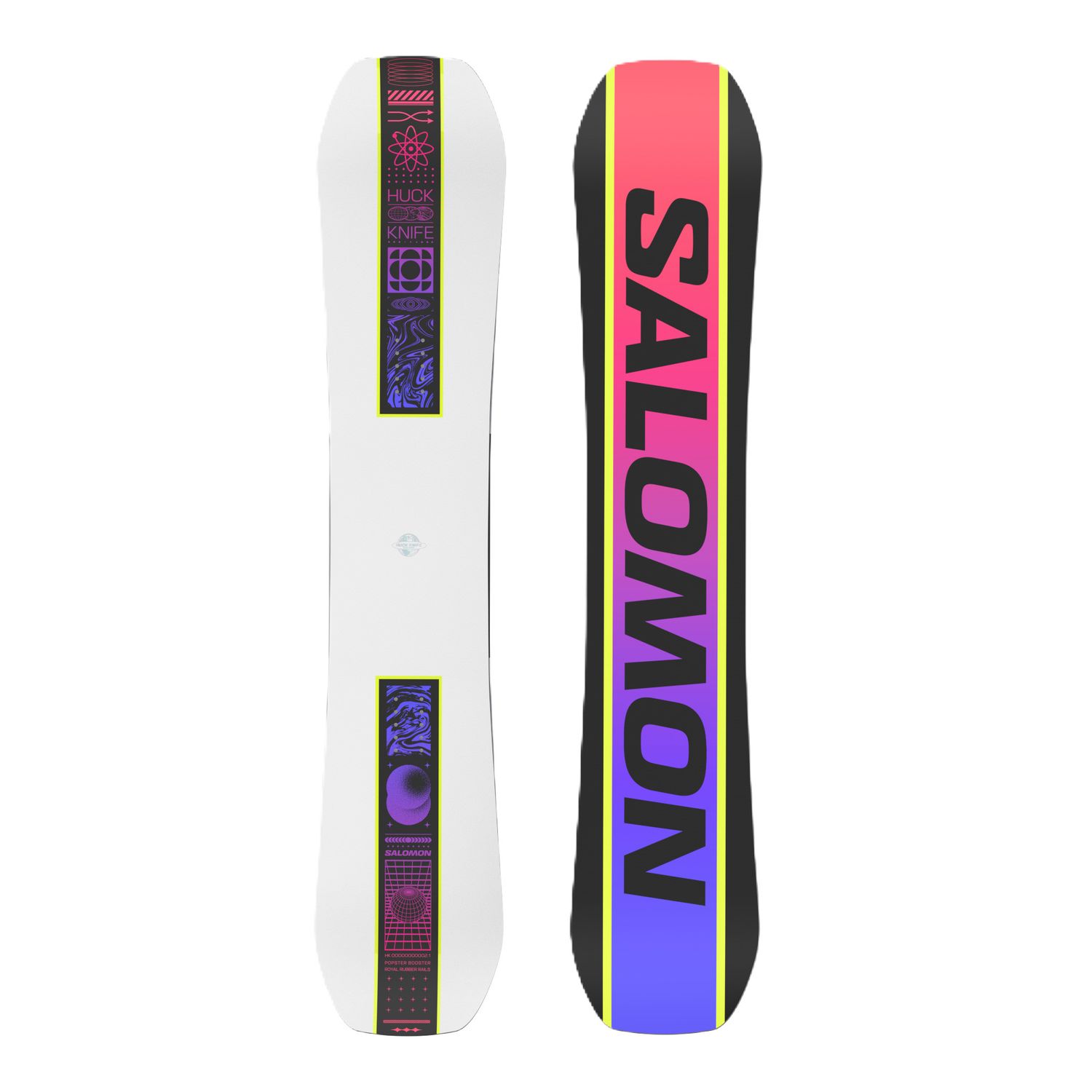 MAIN IMAGE OF SALOMON MENS HUCK KNIFE SNOWBOARD IN WHITE/BLACK/PINK/BLUE 149 WITH MEDIUM FLEX