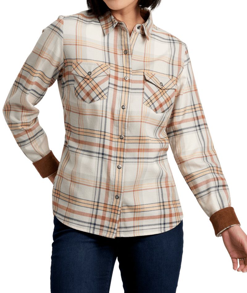 KUHL WOMENS TESS FLANNEL LONG SLEEVE SHIRT 25, Color: DOVE, Size: SMALL