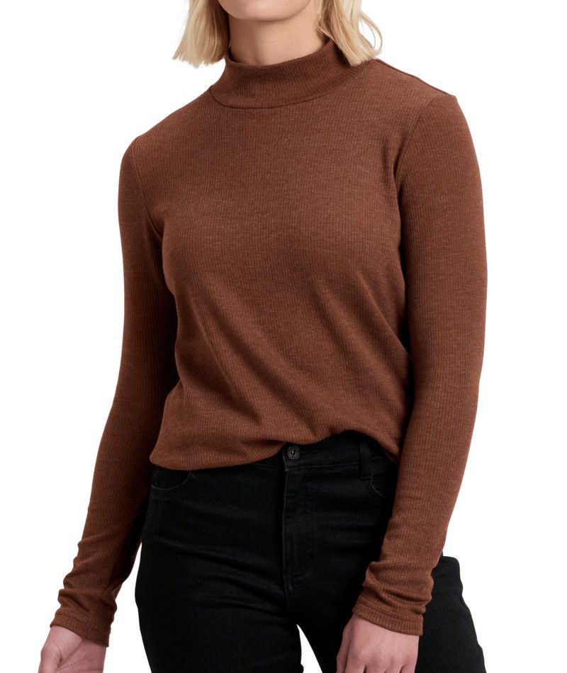 KUHL WOMENS VERONA RIB LONG SLEEVE SHIRT 25, Color: MOCHA, Size: XS