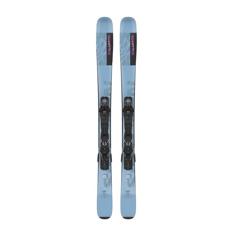 SKI TOPSHEET VIEW OF SALOMON WOMENS QST LUX 92 W/+M10 GW L100 DOWNHILL SKIS WITH FREERIDE PROFILE