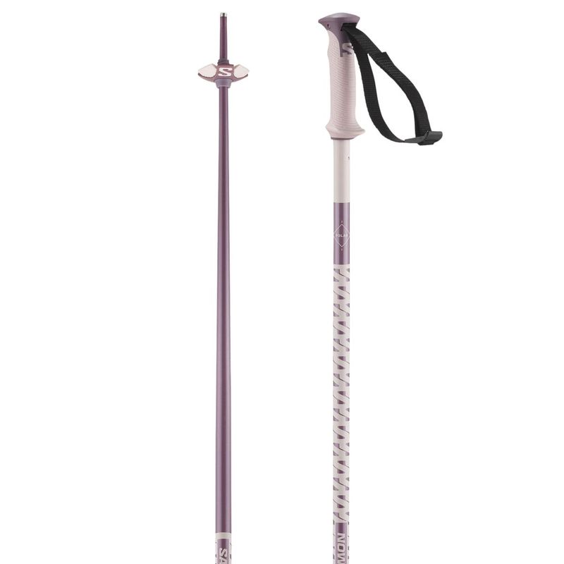 FRONT VIEW OF SALOMON UNISEX POLAR DOWNHILL SKI POLE IN HEAVENLY PINK