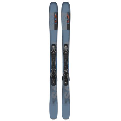 TOPSHEET VIEW OF SALOMON UNISEX E QST 92 + M11 GW L100 DOWNHILL SKIS WITH ALL-MOUNTAIN VERATILITY