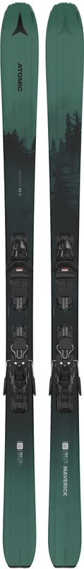 TOPSHEET VIEW OF ATOMIC UNISEX MAVERICK 86 C R + M 10 GW DOWNHILL SKIS WITH FLOW PROFILE