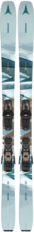 SKI TOPSHEET VIEW OF ATOMIC WOMENS MAVEN 84 W/+M10 GW DOWNHILL SKIS WITH LIGHT WOODCORE