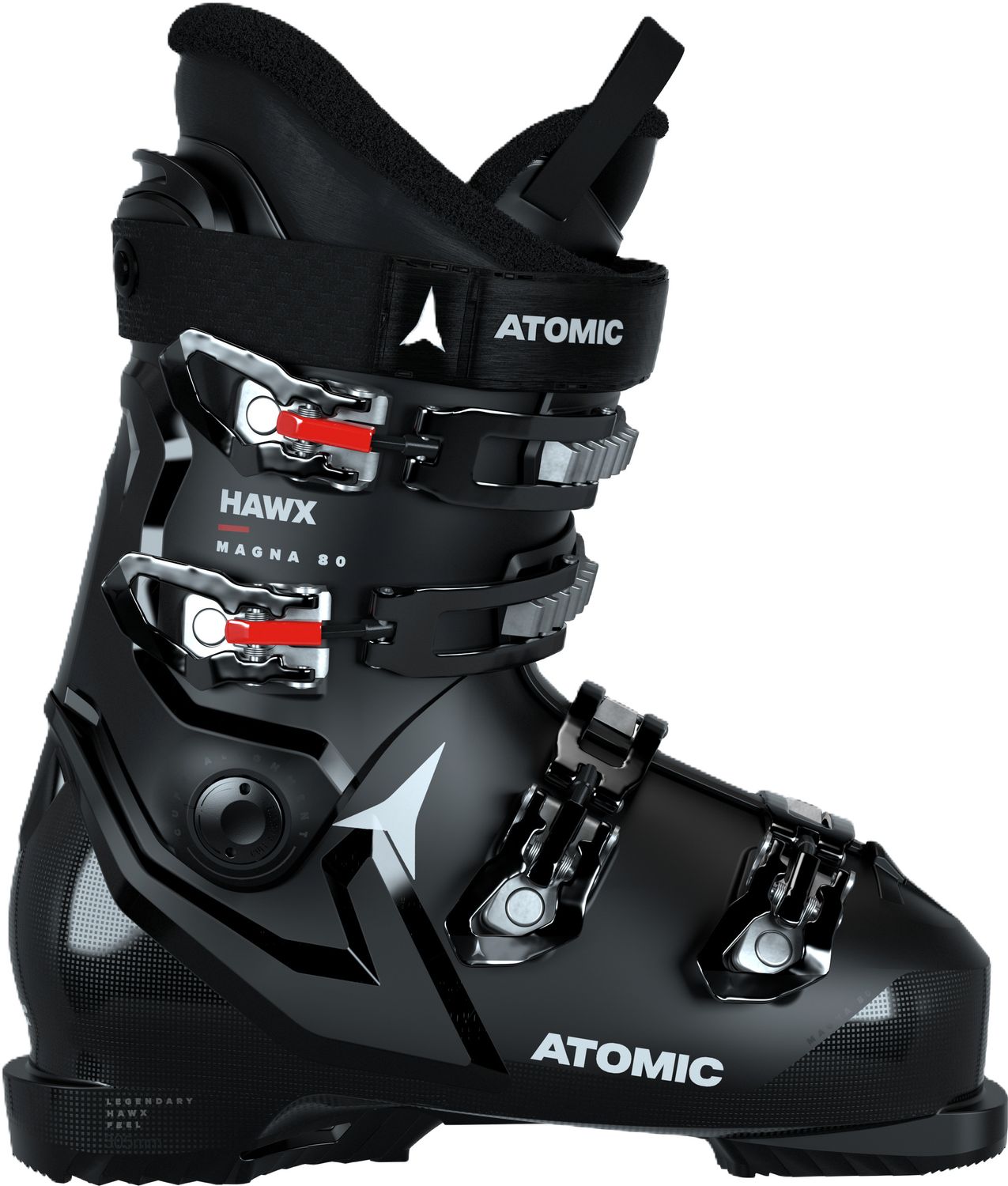 MAIN IMAGE OF ATOMIC MENS HAWX MAGNA 80 DOWNHILL SKI BOOT IN BLACK/WHITE/RED 25.5