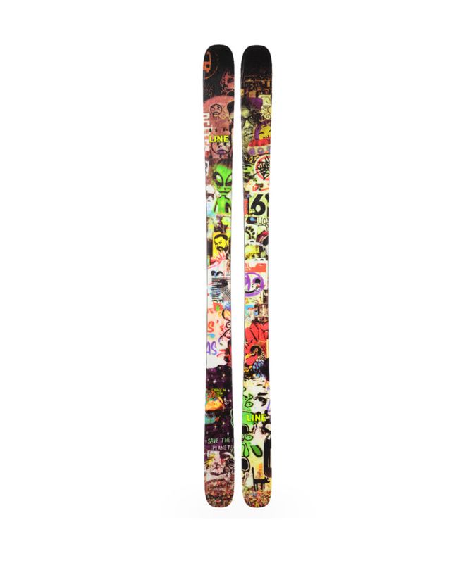 SKI TOPSHEET VIEW OF LINE UNISEX CHRONIC 94 DOWNHILL SKIS WITH ASPEN VENEER CORE MATERIAL