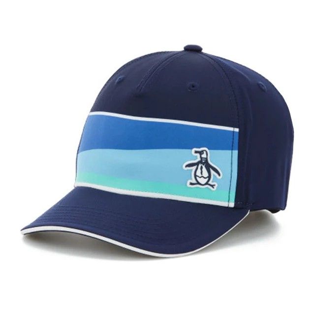 FRONT VIEW OF PENGUIN MENS MEMPHIS 5-PANEL HAT IN BLACK IRIS