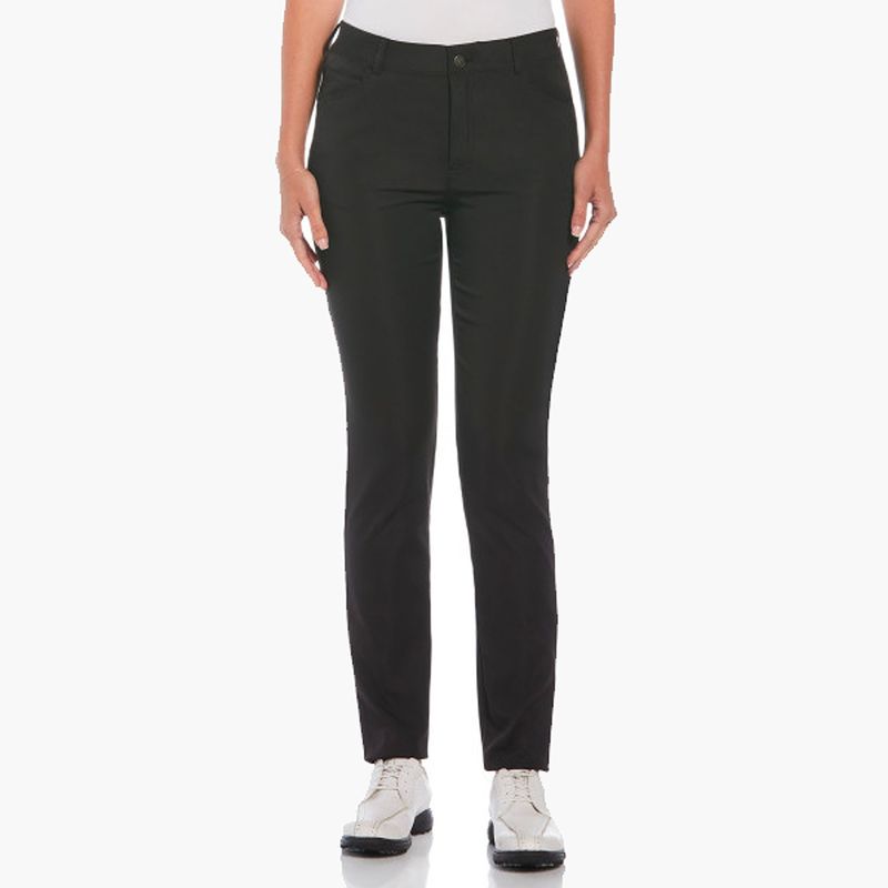 FRONT VIEW OF PENGUIN WOMENS VERONICA 5-POCKET FULL LENGTH SLIM LEG PANT IN CAVIER