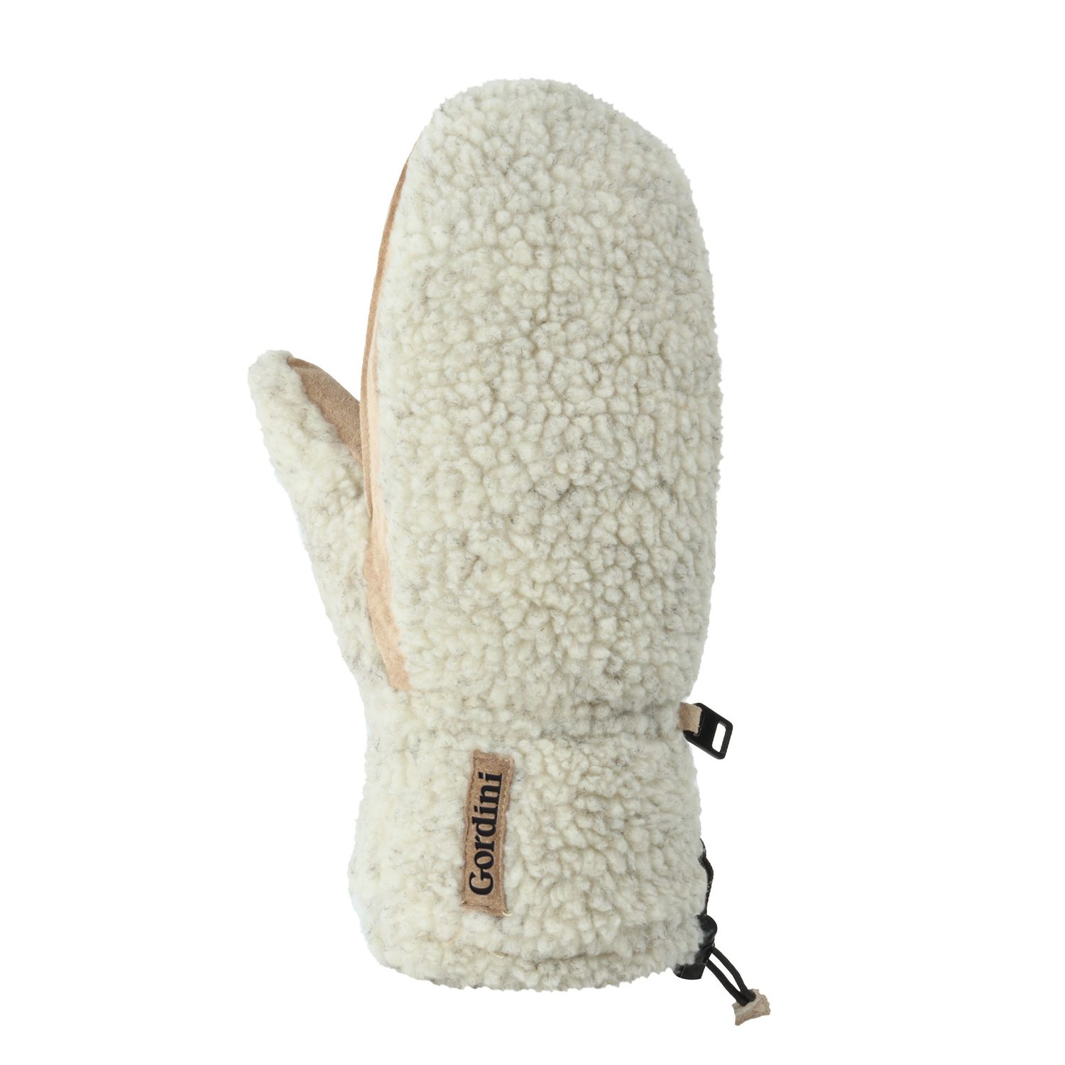 BACK OF HAND VIEW OF GORDINI WOMENS WOOLY MITTEN FEATURES WARM MEGALOFT® INSULATION AND RELIABLE CO…