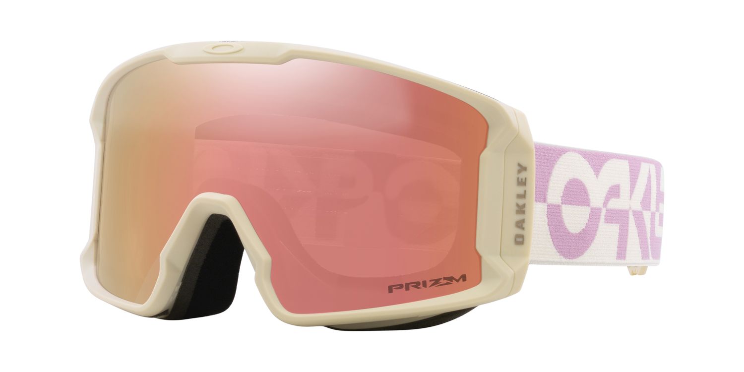 FRONT VIEW OF OAKLEY UNISEX LINE MINER M GOGGLES IN TOADSTOOL DUALITY PRIZM ROSE GOLD IRIDIUM