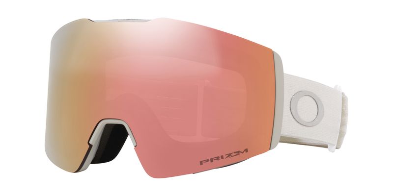 FRONT VIEW OF OAKLEY UNISEX FALL LINE M GOGGLES IN MATTE COOL GREY PRIZM ROSE GOLD IRIDIUM
